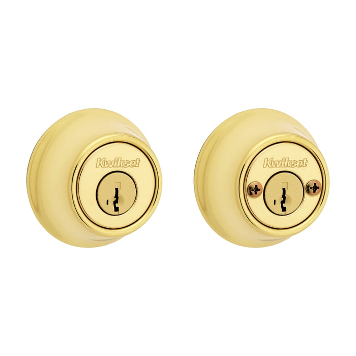 Kwikset 665 Series 665 3 SMT Deadbolt, 3 Grade, Keyed Key, Zinc, Polished Brass, 2-3/8, 2-3/4 in Backset