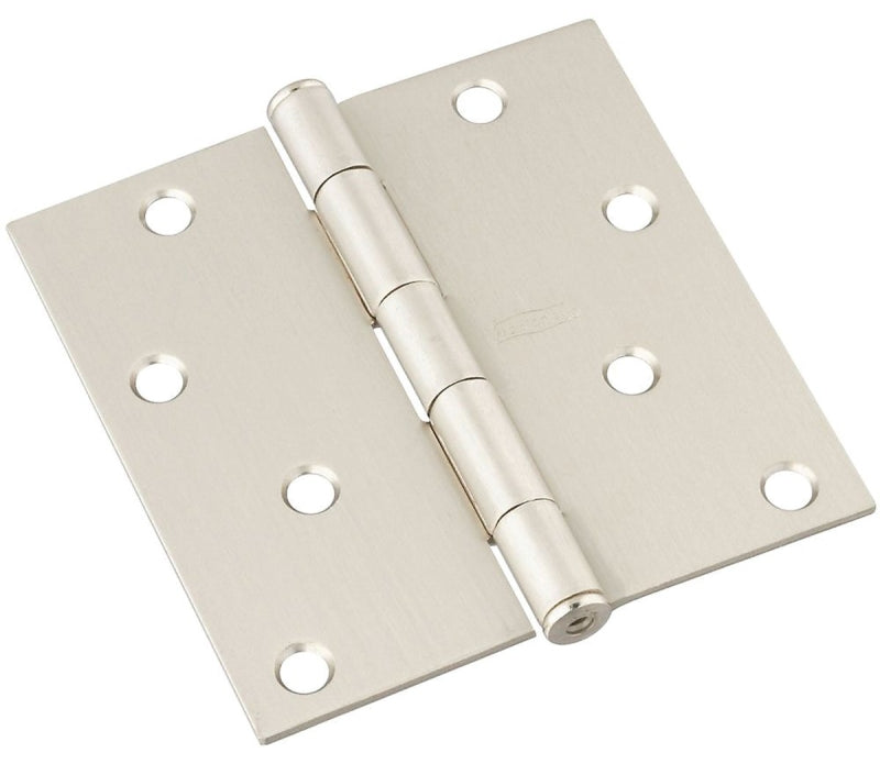 National Hardware N830-249 Door Hinge, Steel, Satin Nickel, Non-Rising, Removable Pin, Full-Mortise Mounting, 55 lb