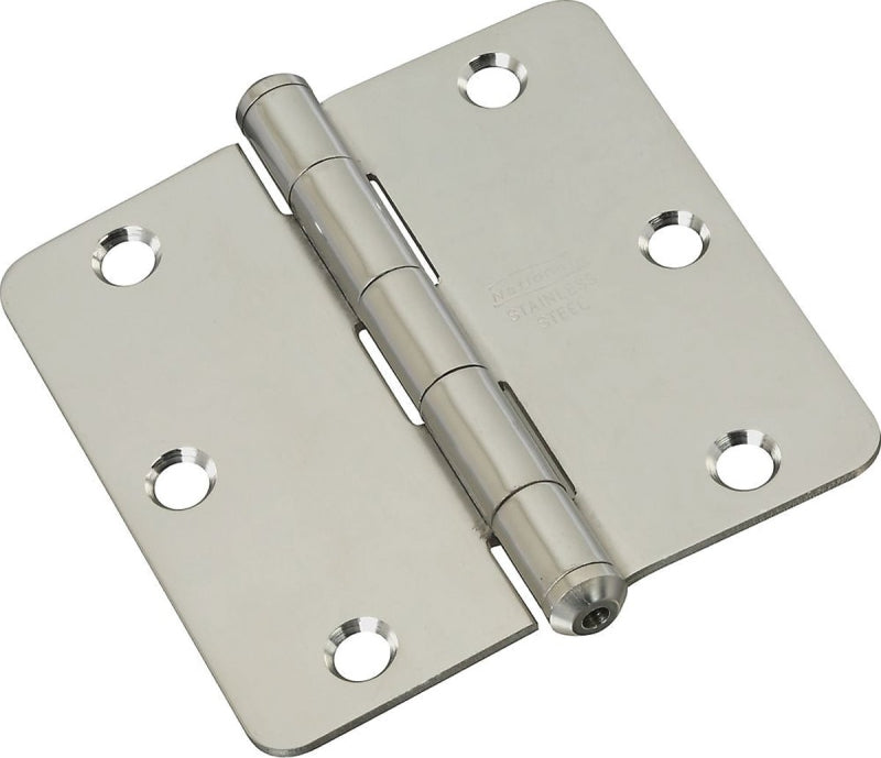 National Hardware N830-274 Door Hinge, Stainless Steel, Zinc, Non-Rising, Removable Pin, Full-Mortise Mounting, 55 lb