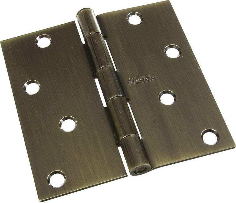 National Hardware N830-177 Door Hinge, Steel, Antique Brass, Non-Rising, Removable Pin, Full-Mortise Mounting, 55 lb