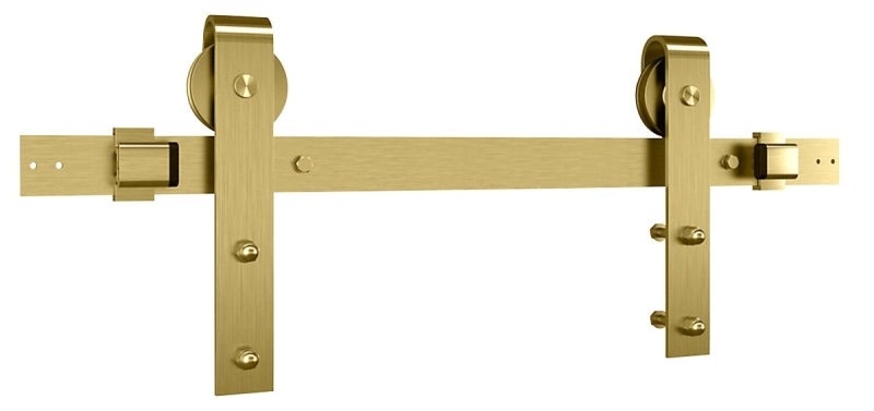 National Hardware N700-006 Designer Barn Door Kit, 72 in L Track, Steel, Brushed Gold, Wall Mounting