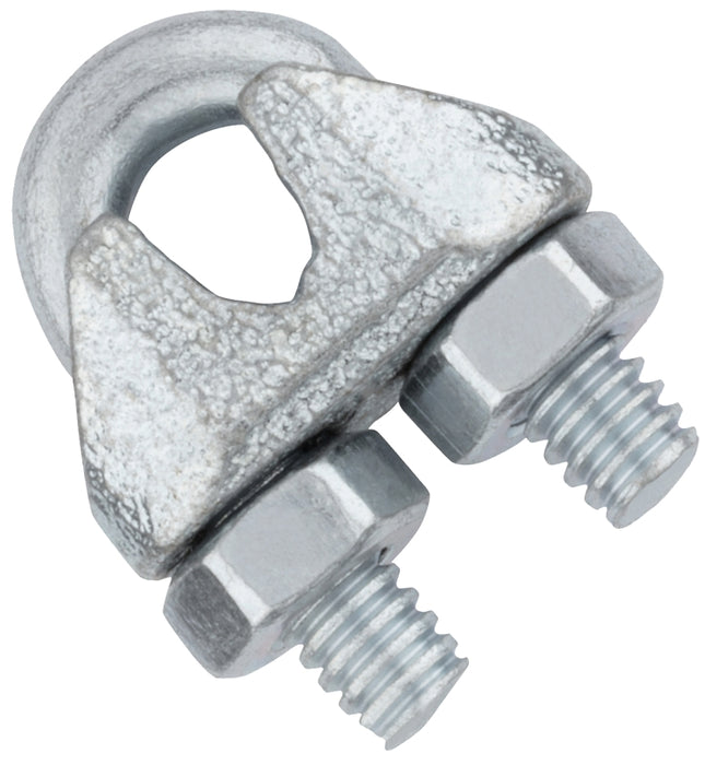 National Hardware N889-014 Wire Cable Clamp, 3/16 in Dia Cable, 1 in L, Malleable Iron/Steel, Electro Galvanized/Zinc