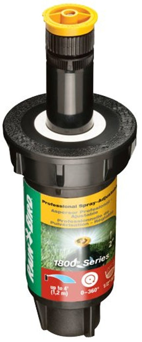 Rain Bird 1800 1802AP4 Pop-Up Sprinkler, 1/2 in Connection, FNPT, 2 in H Pop-Up, 4 ft, Adjustable Nozzle, Plastic