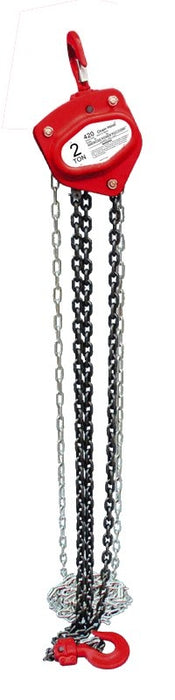 American Power Pull 400 Series 420 Chain Block, 2 ton, 10 ft H Lifting, 16-9/16 in Between Hooks