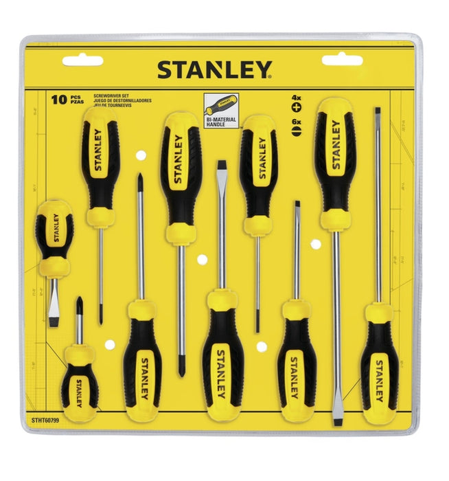 STANLEY STHT60799 Screwdriver Set, 10-Piece, Alloy Steel, Nickel Plated