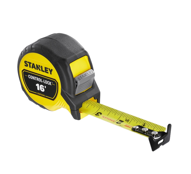 STANLEY CONTROL-LOCK Series STHT37243 Tape Measure, 16 ft L Blade, Black/Yellow Case