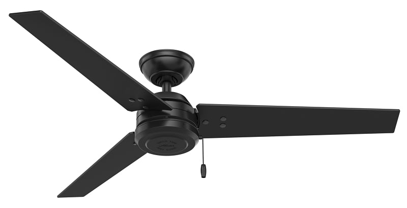 Hunter Cassius Series 59264 Ceiling Fan, 3-Blade, Gray Walnut/Matte Black Blade, 52 in Sweep, Plastic Blade, 3-Speed