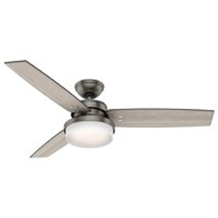 Hunter Sentinel Series 59211 Ceiling Fan, 3-Blade, Gray Walnut/Light Gray Oak Blade, 52 in Sweep, MDF Blade, 3-Speed