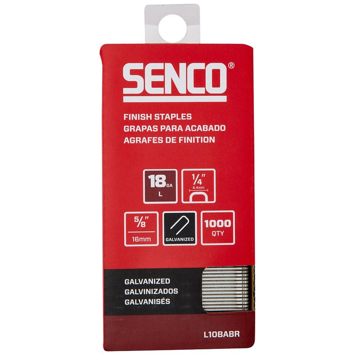 Senco L10BABR Medium Wire Staple Strip, 1/4 in W Crown, 5/8 in L Leg, 18 ga, Galvanized/Sencote