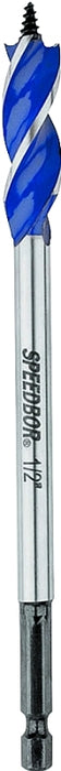 Irwin Speedbor 3041001 Auger Boring Bit, 1/2 in Dia, 6 in OAL, Tapered Flute, 3-Flute, 1/4 in Dia Shank, Hex Shank