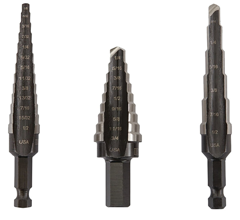 Irwin Unibit 10502ZR Step Drill Set, 3-Piece, HSS