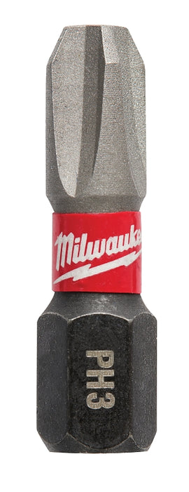 Milwaukee Shockwave Impact Duty 48-32-4113 Insert Bit, #3 Drive, Phillips Drive, 1/4 in Shank, Hex Shank, 1 in L