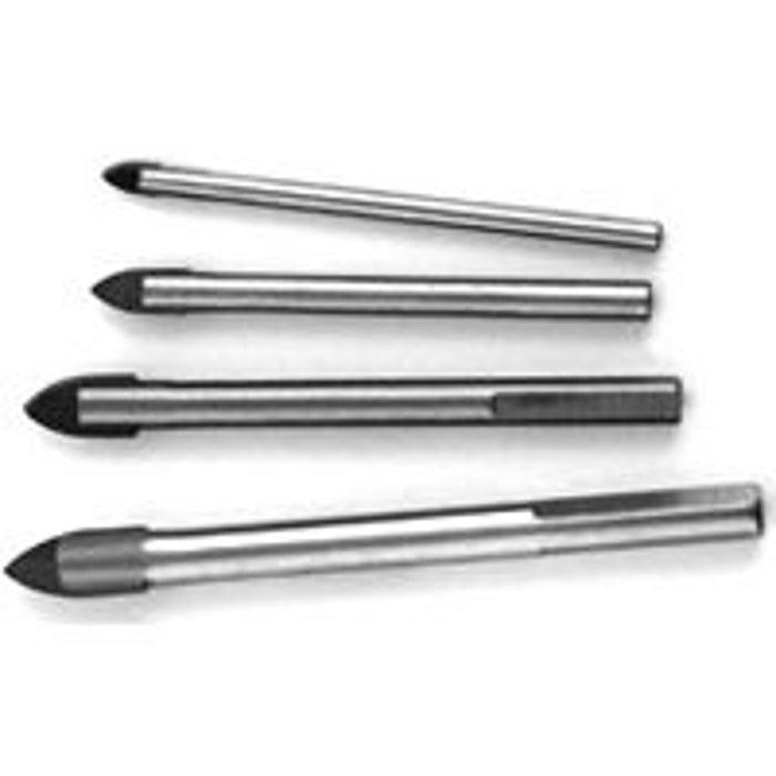 Vulcan 456831OR Glass and Tile Drill Bit Set, 4-Piece, Carbon Steel, Metallic Gray