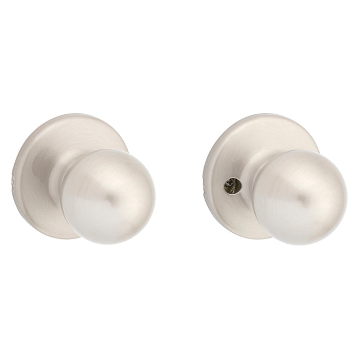 Kwikset 200P 15CP Passage Knob, Zinc, Satin Nickel, 2-3/8 to 2-3/4 in Backset, 1-3/8 to 1-3/4 in Thick Door