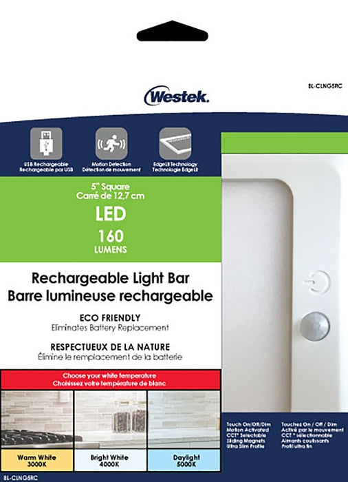 Westek BL-CLNG5RC Rechargeable Bar Light, 1.5 W, LED Lamp, 155, 160 Lumens, 3000, 4000, 5000 K Color Temp