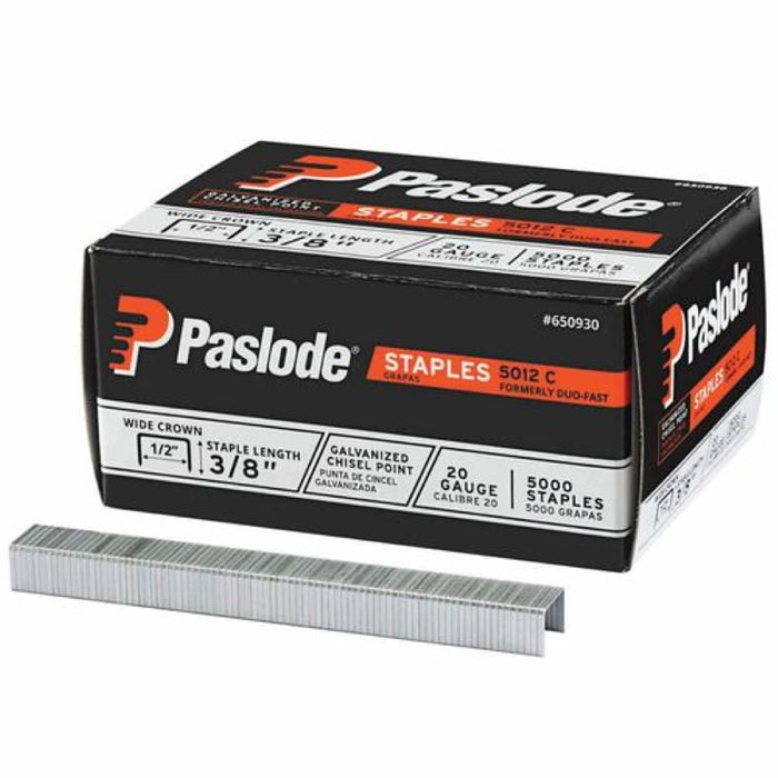 Paslode 1015278 Staple, 1/2 in W Crown, 3/8 in L Leg, 20 ga Gauge, Steel, Galvanized