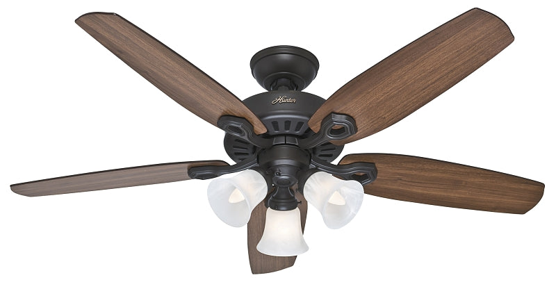 Hunter 53238 Ceiling Fan, 5-Blade, Brazilian Cherry/Harvest Mahogany Blade, 52 in Sweep, Fiberboard Blade, 3-Speed