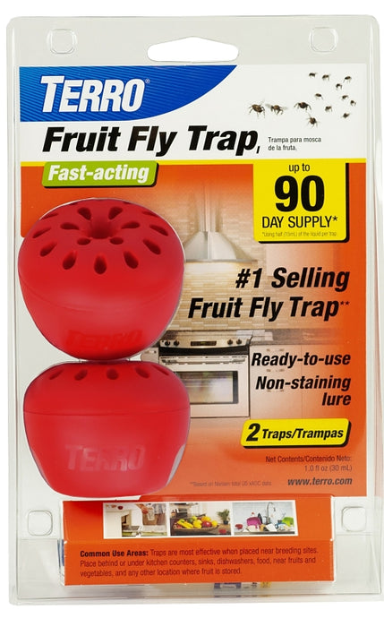 Terro T2502 Fruit Fly Trap, Liquid, Vinegar, 2, Pack