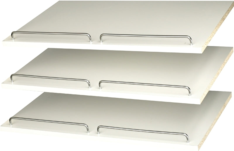 Easy Track RS1600 Shoe Shelf with Rail, White, 3-Shelf, 24 in W