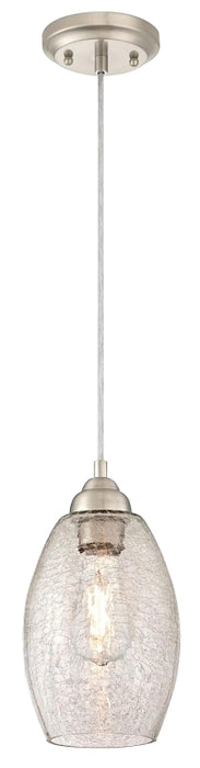 Westinghouse 61057 Mini Pendant, 120 V, 1-Lamp, Incandescent, LED Lamp, Metal Fixture, Brushed Nickel Fixture