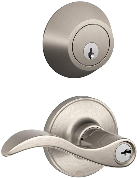 Schlage JC60VSEV619 Bore Adapter Plate, Mechanical Lock, Lever Handle, Wave Design, Satin Nickel, 3 Grade, Metal