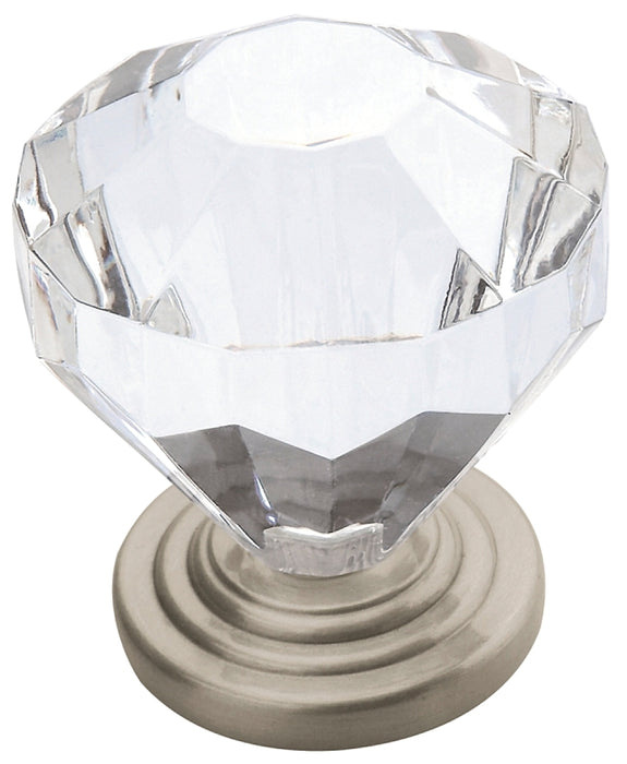 Amerock Traditional Classics Series 14303G10 Cabinet Knob, 1-3/8 in Projection, Acrylic/Zinc, Clear/Satin Nickel