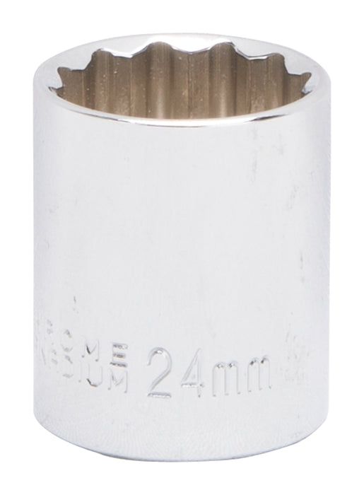 Vulcan MT6534101 Drive Socket, 24 mm Socket, 1/2 in Drive, 12-Point, Chrome Vanadium Steel, Chrome