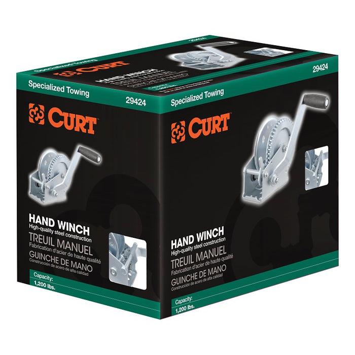 Curt 29424 Hand Crank Winch, Electric, 1200 lb, Steel