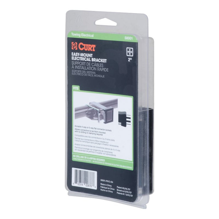 Curt Easy-Mount 58001 Wiring Bracket, Steel, Powder-Coated, Black, 1/PK