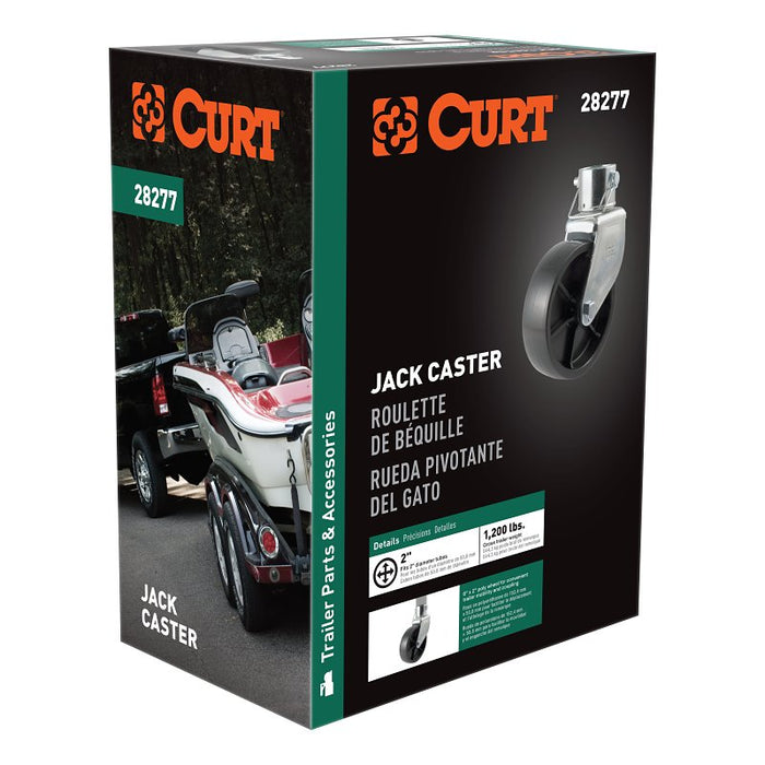 Curt 28277 Jack Caster, 1200 lb, Pin-On Locking, Poly, Clear Zinc