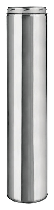 Selkirk 208024U Chimney Pipe, 8 in ID, 10 in OD, Stainless Steel, Includes: Twist-Lock Coupler with Locking Band