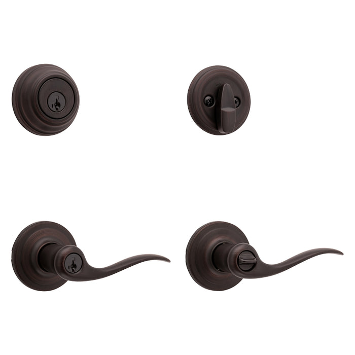 Kwikset Signature Series 991TNL 11P Combination Lockset, Lever Handle, Tustin Design, Venetian Bronze, 2 Grade, Zinc