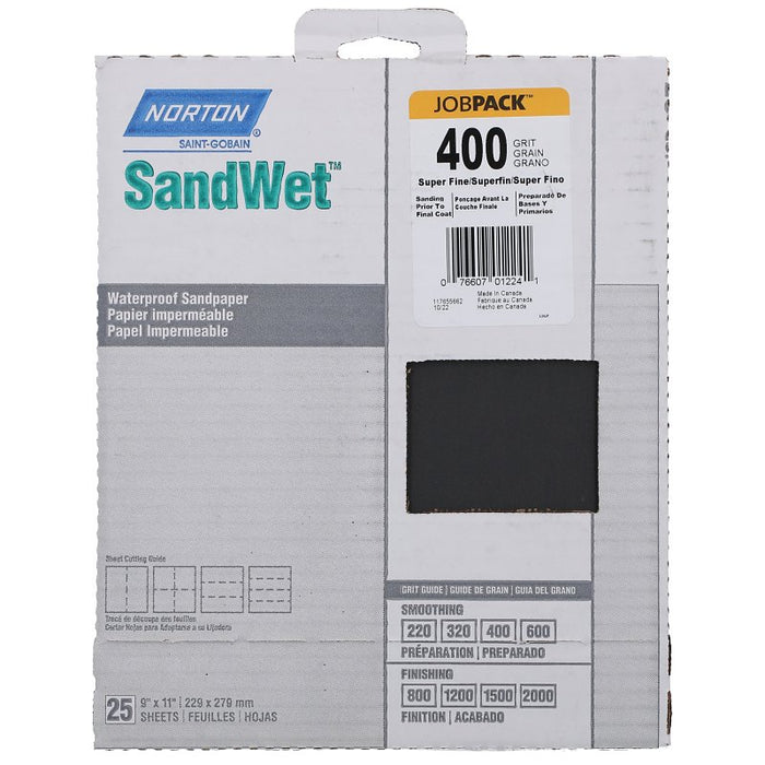 Norton 01224 Sanding Sheet, 9 in L, 11 in W, 400A Grit, Super Fine, Aluminum Oxide Abrasive