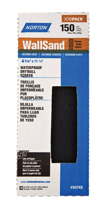 Norton WallSand 4748 Sandscreen, 11-1/4 in L, 4-3/16 in W, 150 Grit, Fine, Silicon Carbide Abrasive