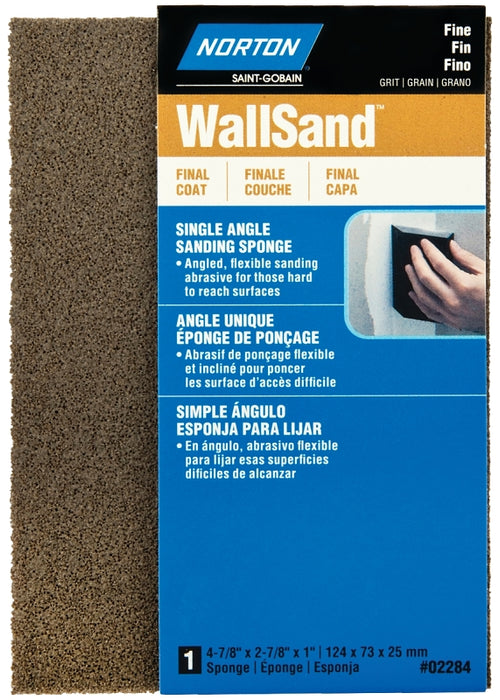 Norton WallSand 02284 Sanding Sponge, 4-7/8 in L, 2-7/8 in W, Fine