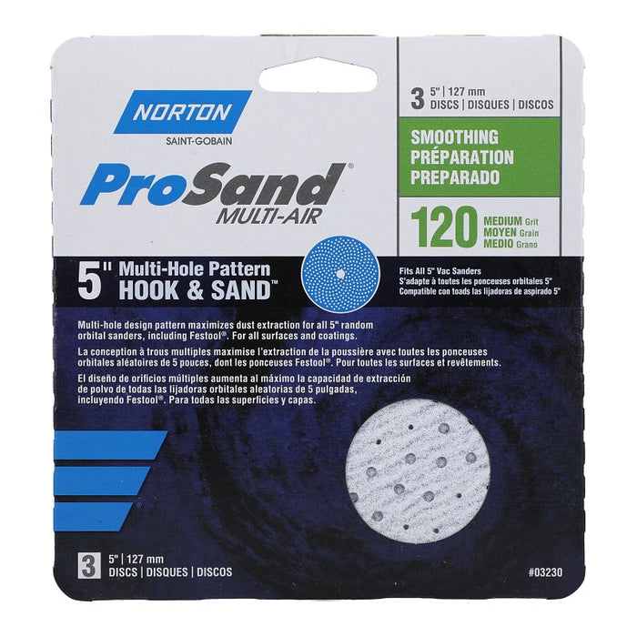 Norton 03230 Sanding Disc, 5 in Dia, 11/16 in Arbor, Coated, P120 Grit, Medium, Alumina Ceramic Abrasive, Spiral