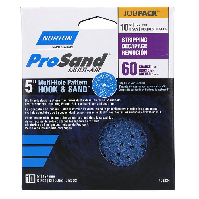 Norton 03224 Sanding Disc, 5 in Dia, 11/16 in Arbor, Coated, P60 Grit, Coarse, Zirconia Aluminum Abrasive, Spiral