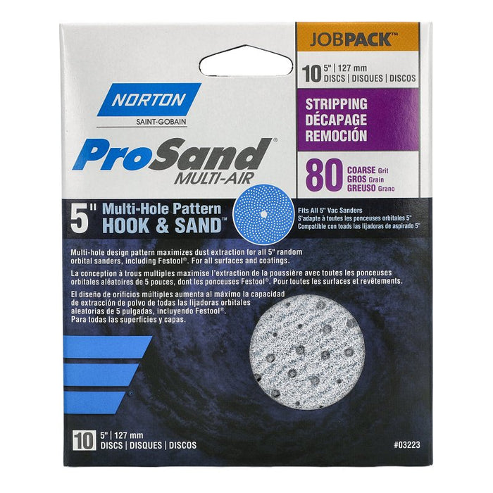 Norton 03223 Sanding Disc, 5 in Dia, 11/16 in Arbor, Coated, P80 Grit, Coarse, Alumina Ceramic Abrasive, Paper Backing