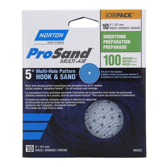 Norton 03222 Sanding Disc, 5 in Dia, 11/16 in Arbor, Coated, P100 Grit, Medium, Alumina Ceramic Abrasive, Spiral