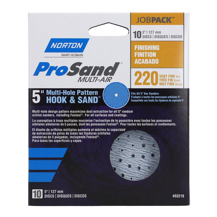 Norton 03218 Sanding Disc, 5 in Dia, 11/16 in Arbor, Coated, P220 Grit, Very Fine, Alumina Ceramic Abrasive, Spiral