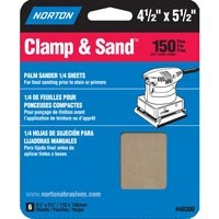 Norton 48300 Multi-Stand Sheet, 4-1/2 in W, 5-1/2 in L, 150 Grit, Fine, Aluminum Oxide Abrasive, Paper Backing