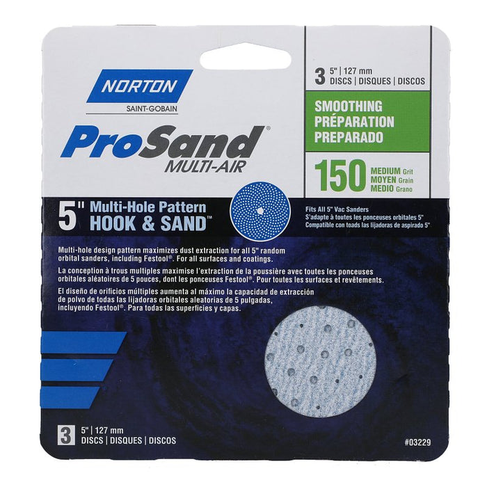 Norton 03229 Sanding Disc, 5 in Dia, 11/16 in Arbor, Coated, P150 Grit, Fine, Alumina Ceramic Abrasive, Paper Backing