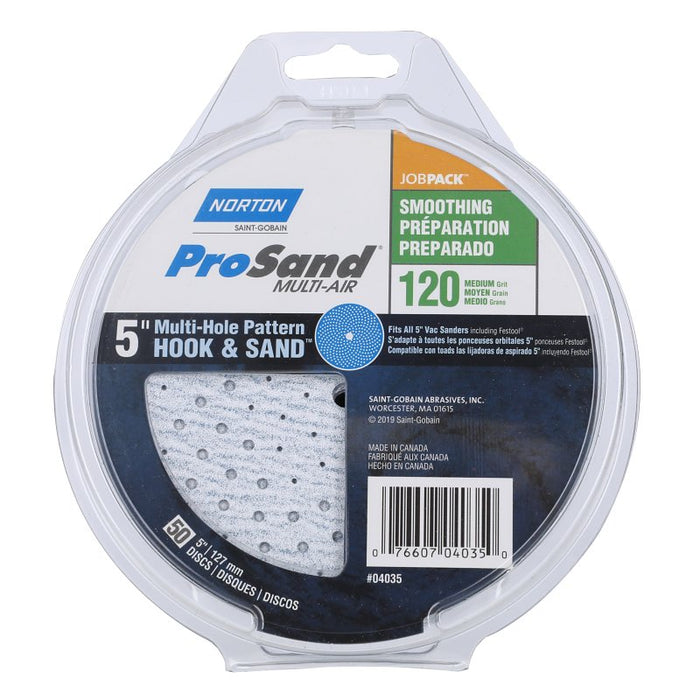 Norton 04035 Sanding Disc, 5 in Dia, 11/16 in Arbor, Coated, P120 Grit, Medium, Alumina Ceramic Abrasive, Spiral