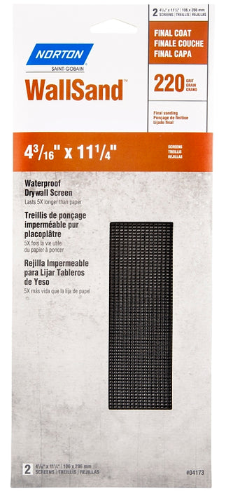 Norton WallSand 07660721766 Drywall Sandpaper Sheet, 11-1/4 in L, 4-3/16 in W, P220 Grit, Very Fine