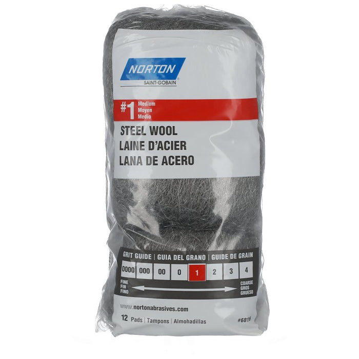 Norton 07660768116 Abrasive Wool, 2-1/2 in L, 4 in W, 1 Grit, Medium