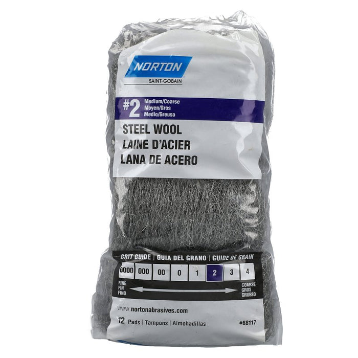 Norton 07660768117 Abrasive Wool, 2-1/2 in L, 4 in W, 2 Grit, Coarse, Medium