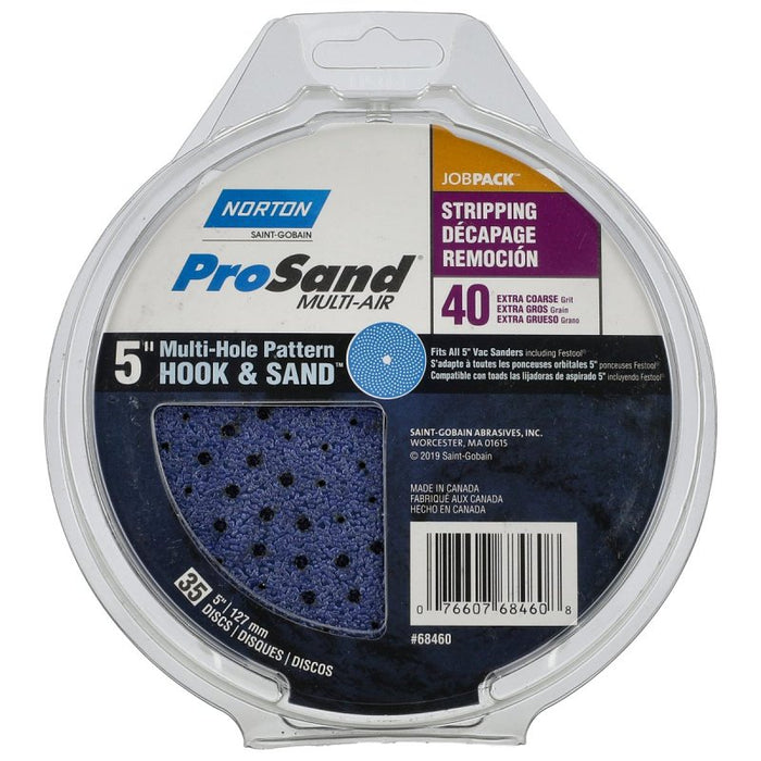 Norton ProSand Multi-Air Series 68460 Sanding Disc, 5 in Dia, 11/16 in Arbor, 40 Grit, Coarse, Ceramic Alumina Abrasive