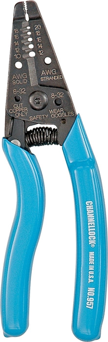 Channellock 957 Wire Stripper, 20 to 10 AWG Wire, 10 to 20 AWG Stripping, 7 in OAL, Ergonomic Handle, Steel Handle