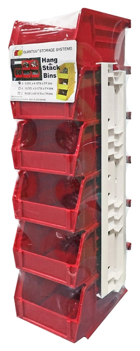 Quantum Storage Systems RQUS210RD Stack and Hang Bin, Polypropylene, Red, 5-3/8 in L, 4-3/4 in W, 3 in H