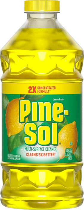 Pine-Sol 10041294601655 Multi-Surface Cleaner and Disinfectant, 40 oz, Bottle, Liquid, Lemon Fresh